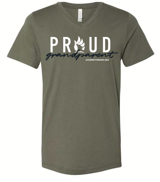 Proud Grandparent Tee - Olive V-Neck